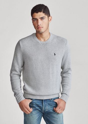 Ralph Lauren Bavlněné Crewneck Svetrové Šedé | WrPtHuCN