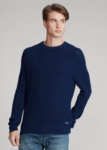 Ralph Lauren Bavlněné Crewneck Svetrové Tmavě Blankyt | fYhyRDSG