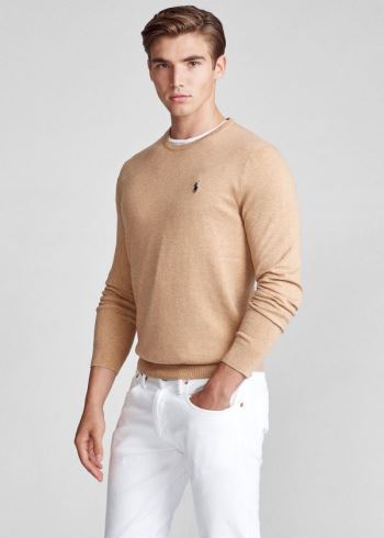 Ralph Lauren Bavlněné Crewneck Svetrové Hnědé | jTcVhzAk