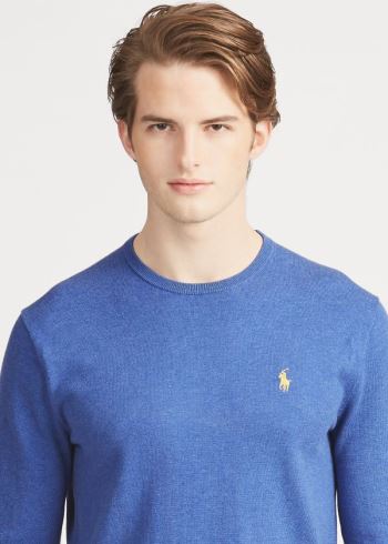 Ralph Lauren Bavlněné Crewneck Svetrové Blankyt | k6xzmnJn