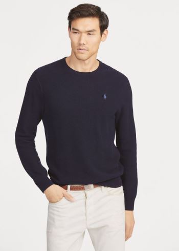 Ralph Lauren Bavlněné Crewneck Svetrové Tmavě Blankyt | qWaDoS1x