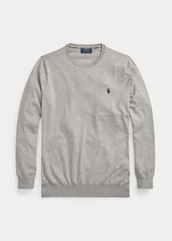 Ralph Lauren Bavlněné Crewneck Svetrové Šedé | x5hOBOur