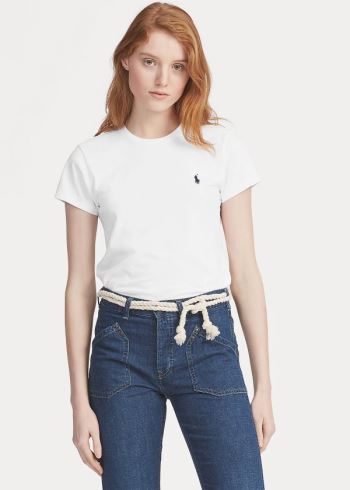 Ralph Lauren Bavlněné Crewneck T-Shirt Bílé | obDsB8cv