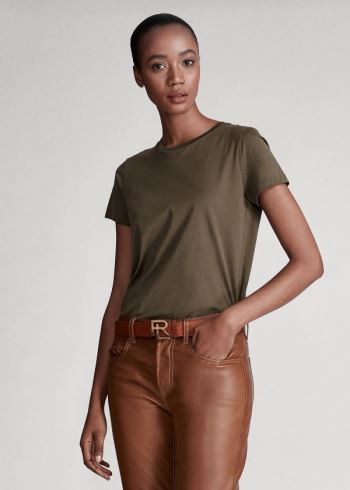 Ralph Lauren Bavlněné Crewneck T-Shirt Olivy Zelené | BFYQv04S