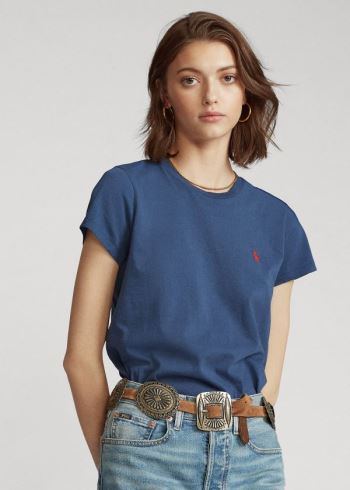Ralph Lauren Bavlněné Crewneck T-Shirt Tmavě Blankyt | 5KQdCPTp
