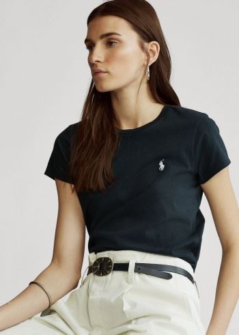 Ralph Lauren Bavlněné Crewneck T-Shirt Černé | 7nkMrbkq