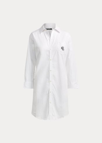 Ralph Lauren Bavlněné Dobby Pajama Shirt Bílé | 3XrQPgGh