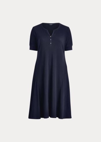 Ralph Lauren Bavlněné Fit-and-Flare Šaty Tmavě Blankyt | D3EXu0AZ