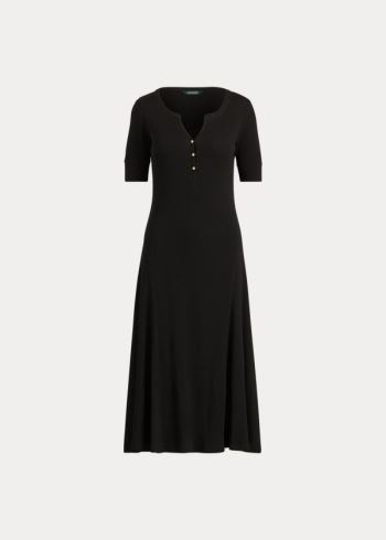 Ralph Lauren Bavlněné Fit-and-Flare Šaty Černé | b0E6mdm1