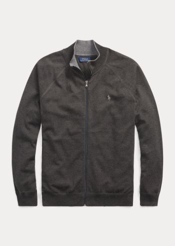 Ralph Lauren Bavlněné Full-Zip Svetrové Tmavě Šedé | 75mzuzVP