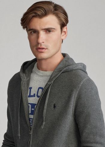Ralph Lauren Bavlněné Full-Zip Svetrové Tmavě Šedé | N2jqwUZ4