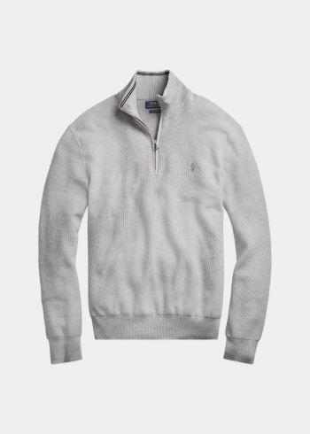 Ralph Lauren Bavlněné Half-Zip Svetrové Šedé | P1AuviSW