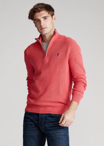 Ralph Lauren Bavlněné Half-Zip Svetrové Koralove | SSvksbGZ