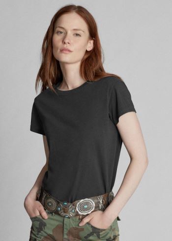 Ralph Lauren Bavlněné Jersey Crewneck T-Shirt Černé | 2x6YhyXR