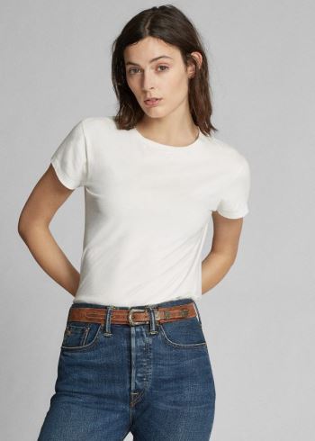 Ralph Lauren Bavlněné Jersey Crewneck T-Shirt Bílé | LIKtSeHs