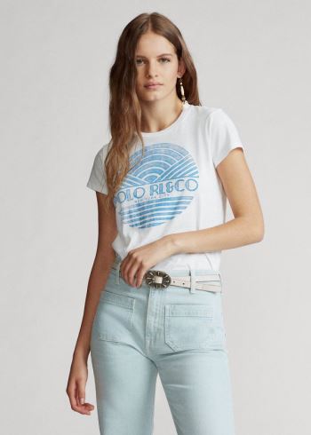 Ralph Lauren Bavlněné Jersey Graphic Tee Bílé | VVGpsQ38
