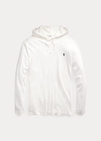 Ralph Lauren Bavlněné Jersey S Kapucí T-Shirt Bílé Tmavě Blankyt | lkUFwXGM