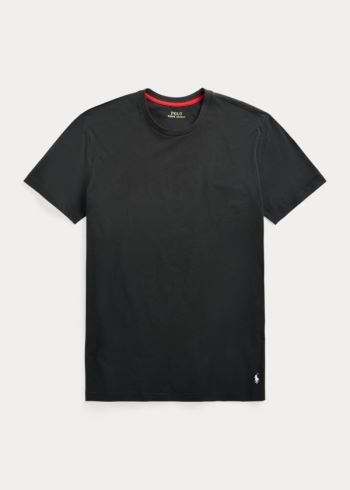 Ralph Lauren Bavlněné Jersey Sleep Shirt Černé Bílé | HUFeUyft
