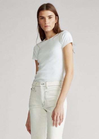 Ralph Lauren Bavlněné Krátké-Sleeve Shirt Bílé | wVtdOtoX