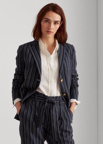 Ralph Lauren Bavlněné-Linen-Blend Blazer Blankyt Viacfarebný | rcPTTWVz