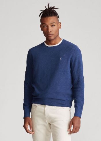 Ralph Lauren Bavlněné-Linen Crewneck Svetrové Indigo | AaYn48RX