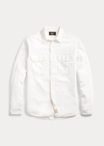 Ralph Lauren Bavlněné-Linen Dobby Workshirt Bílé | IHHZ576Y
