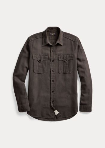 Ralph Lauren Bavlněné-Linen Dobby Workshirt Černé | LUqnOdyV