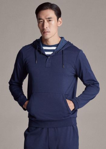 Ralph Lauren Bavlněné Lisle Hoodie Tmavě Blankyt | KC2CUYSd