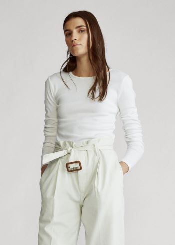 Ralph Lauren Bavlněné Long-Sleeve Shirt Bílé | 26Ej3UQb