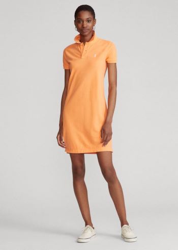 Ralph Lauren Bavlněné Mesh Polo Šaty Oranžové | gaoUpNpw
