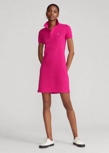 Ralph Lauren Bavlněné Mesh Polo Šaty Tmavě Růžové | ypuTMnZn