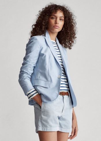 Ralph Lauren Bavlněné Oxford Blazer Blankyt | uRF2drU4