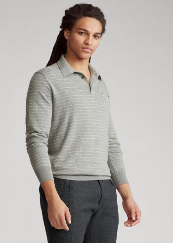 Ralph Lauren Bavlněné Polo-Collar Svetrové Šedé | HiPrEUsv