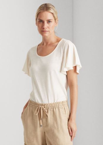 Ralph Lauren Bavlněné Scoopneck Tee Krém | vb5WdgXw
