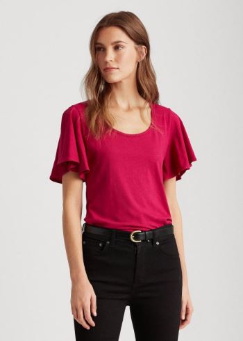 Ralph Lauren Bavlněné Scoopneck Tee Světle Fuchsie | 9Lp6iWOv