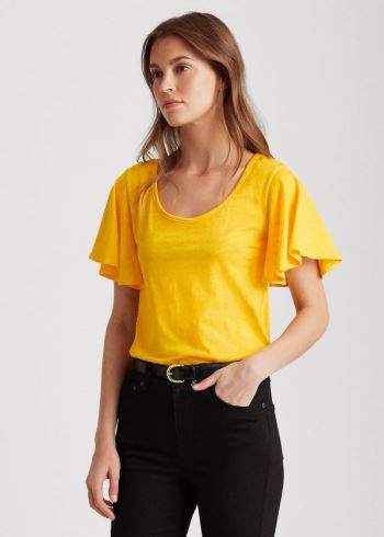 Ralph Lauren Bavlněné Scoopneck Tee Žluté | aDhwoN6Z