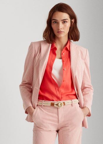 Ralph Lauren Bavlněné Seersucker Jacket Červené Bílé | HPbihqsM