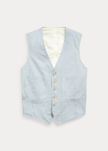Ralph Lauren Bavlněné Seersucker Vest Blankyt Krém | yzEnlqyG