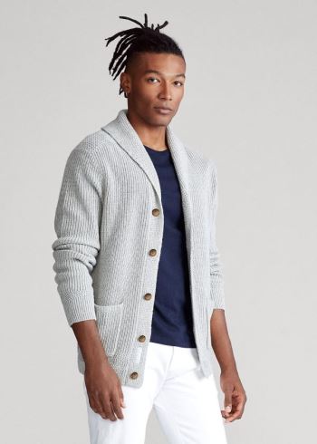 Ralph Lauren Bavlněné Shawl-Collar Cardigan Šedé | kyAnW36X
