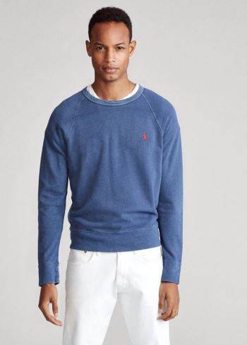 Ralph Lauren Bavlněné Spa Terry Sweatshirt Tmavě Blankyt | 0x30zWF3