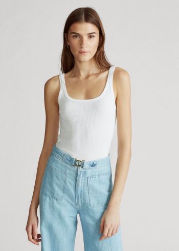 Ralph Lauren Bavlněné Tank Top Bílé | YpkzNyDx