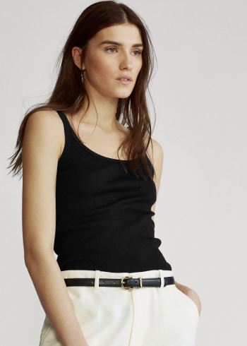 Ralph Lauren Bavlněné Tank Top Černé | MJPTT2Mx