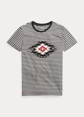 Ralph Lauren Beaded Bavlněné Tee Černé Béžový | W5PSK5Zj