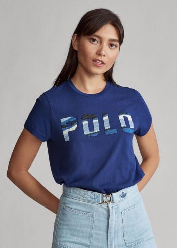 Ralph Lauren Beaded Polo Tee Tmavě Blankyt | rNwDIkD3