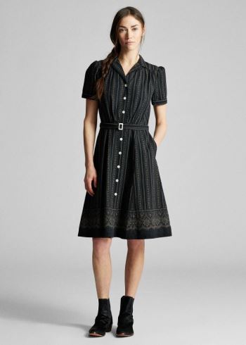 Ralph Lauren Belted Bavlněné Shirtdress Černé Viacfarebný | HMGIR2HP