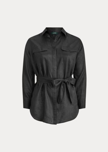 Ralph Lauren Belted Linen Shirt Černé | qgbxugWX