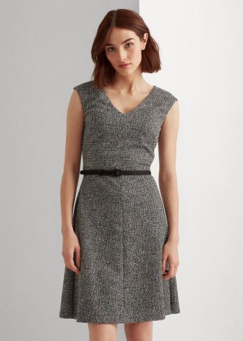 Ralph Lauren Belted Tweed Šaty Černé Viacfarebný | FQtpsjEU