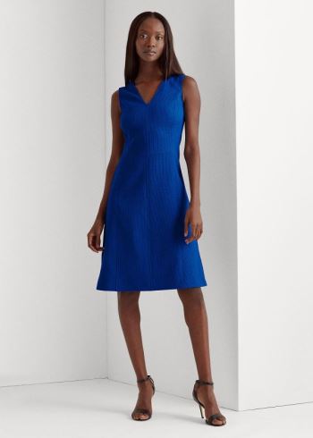 Ralph Lauren Bez Rukávů V-Neck Šaty Blankyt | jNfeB4IK