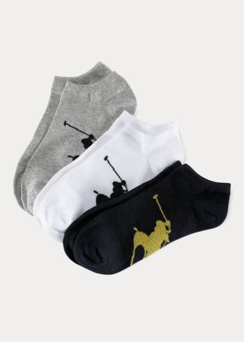 Ralph Lauren Big Pony Sock 3-Pack Šedé Bílé Černé | 61Lgm7eW