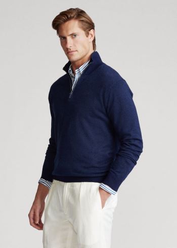 Ralph Lauren Birdseye Bavlněné-Blend Svetrové Tmavě Blankyt | BgSgUN4f